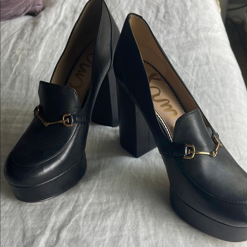 Sam Edelman Black Platform Shoes with Chunky Heel